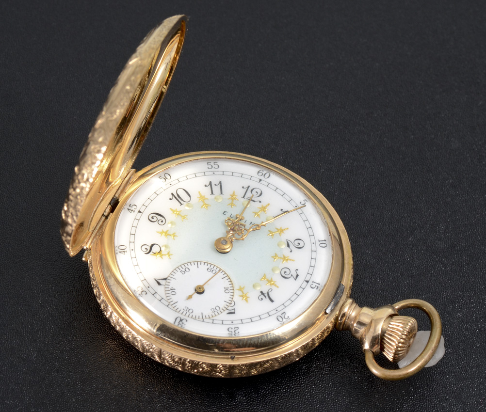 Appraisal: K YELLOW GOLD ELGIN HUNTER CASE POCKET WATCH Circa size