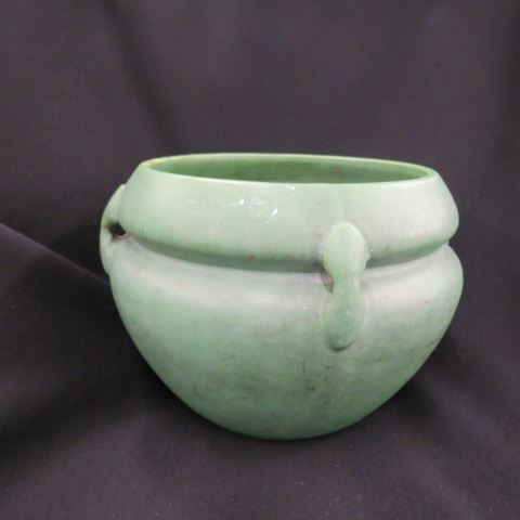 Appraisal: Arts Crafts Pottery Jardiniere handled green frog skin glaze diameter