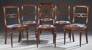 Appraisal: French Set of Six Louis XVI Style Carved Mahogany Side