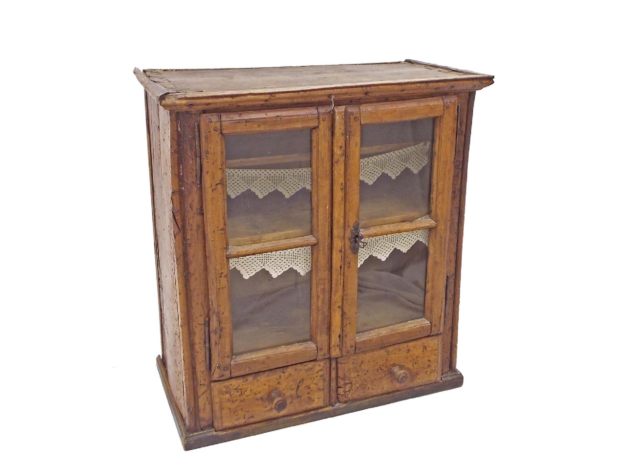 Appraisal: Interesting Continental hanging cupboard the twin glazed doors enclosing a