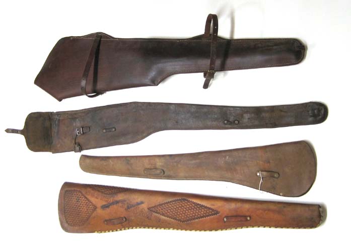 Appraisal: LOT OF FIREARMS RELATED LEATHER GOODS four rifle scabbards five