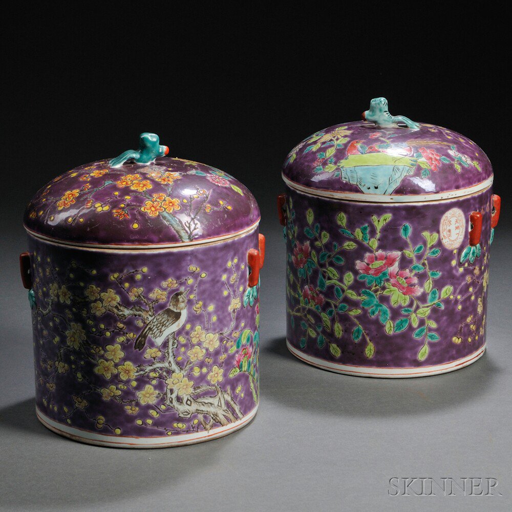 Appraisal: Pair of Famille Rose Jars with Covers China th century