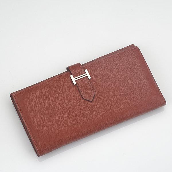 Appraisal: HERMES BEARN WALLET With gusset in red goatskin and palladium