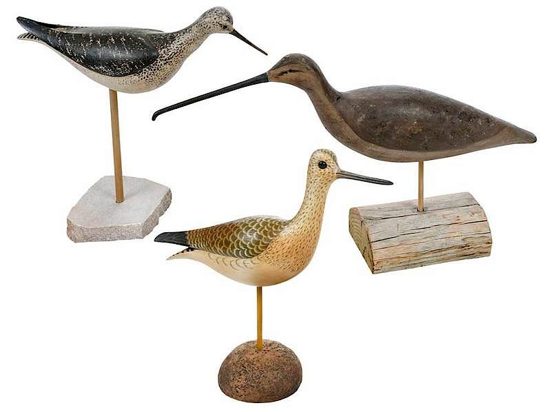 Appraisal: Three Contemporary Shorebird Decoys th century yellowlegs by Steve Morey