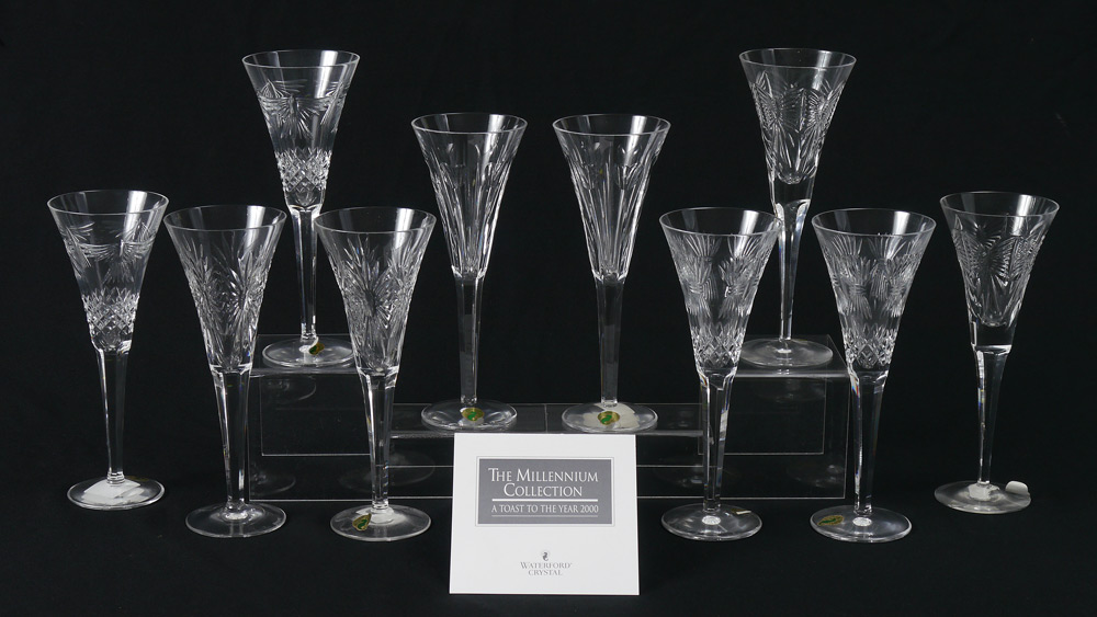 Appraisal: WATERFORD CRYSTAL MILLENIUM TOASTING FLUTES A pair of each of