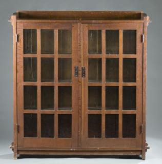 Appraisal: L JG Stickley Double-door bookcase A Limbert drop arm settle