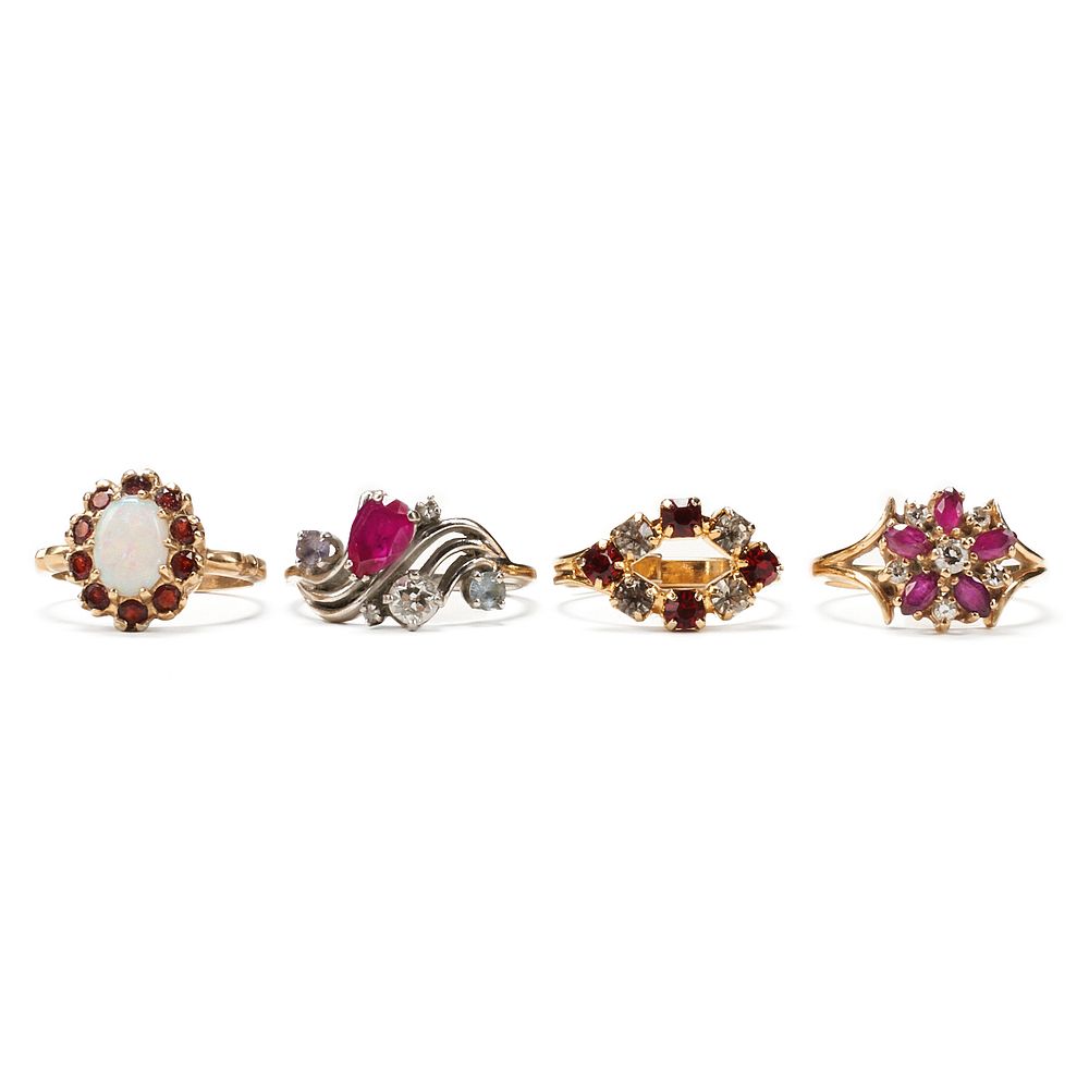 Appraisal: Grp Vintage Gold Colored Gemstone Rings Group of four colored