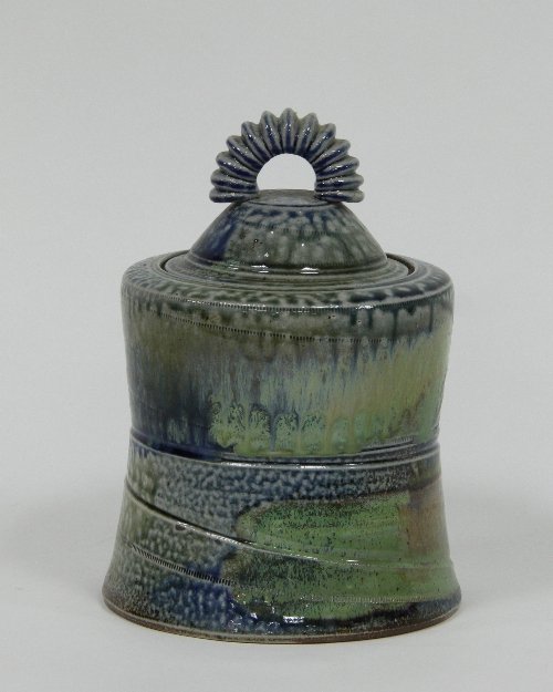 Appraisal: Jane Hamlyn A salt glaze preserve jar and cover in