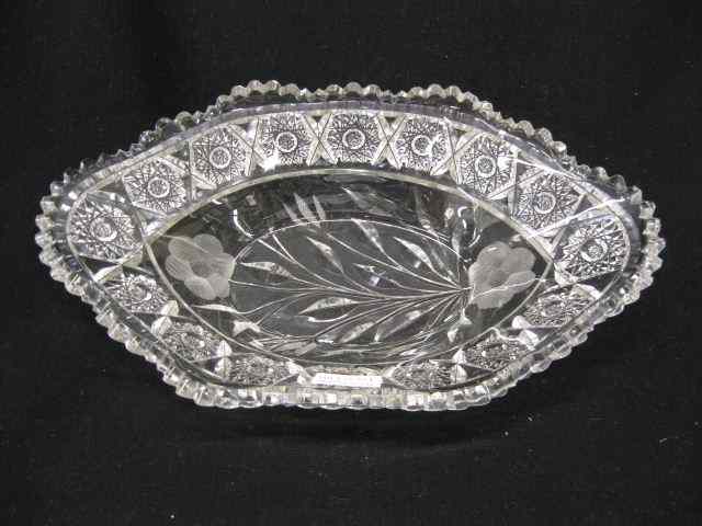 Appraisal: Brilliant Period Cut Glass Fruit Bowl oval starburst border floral