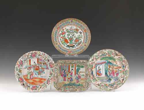 Appraisal: Three rose medallion plates dia together with a serving dish