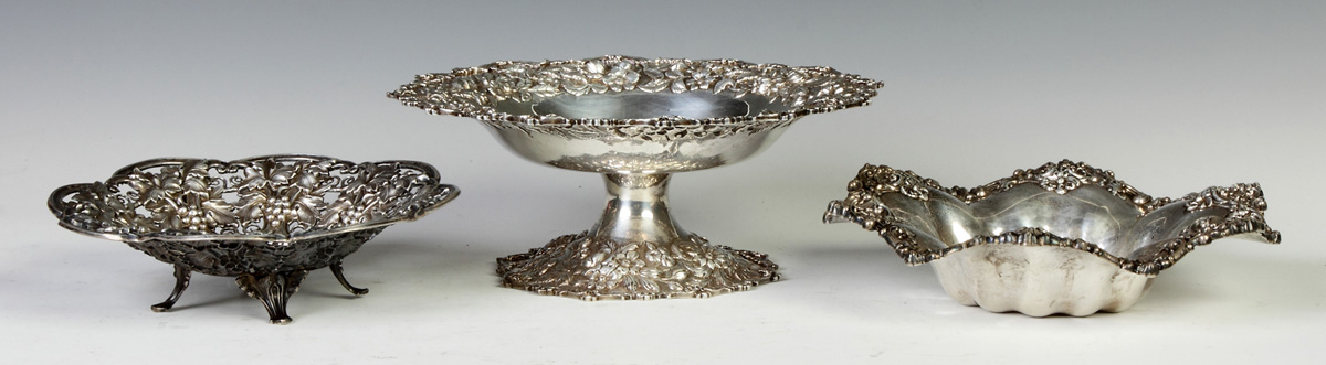 Appraisal: Three Silver Bowls Tazza L to R Footed bowl silver