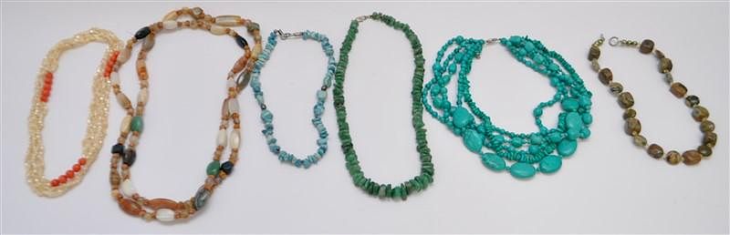 Appraisal: NATURAL STONE NEKLACES JASPER - AVENTURINE - AGATE - Strand