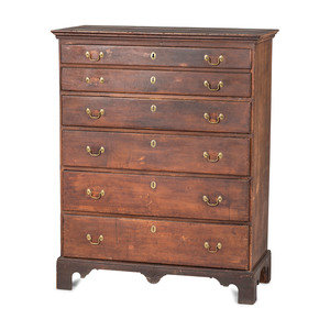 Appraisal: A Chippendale Carved Cherrywood Chest of Drawers Circa retains a