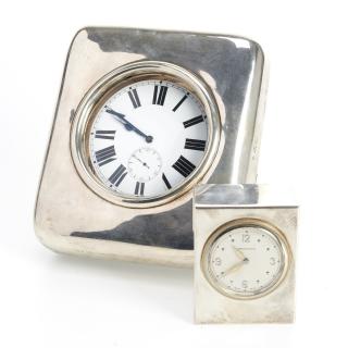 Appraisal: Tiffany and English sterling table clocks Tiffany and English sterling