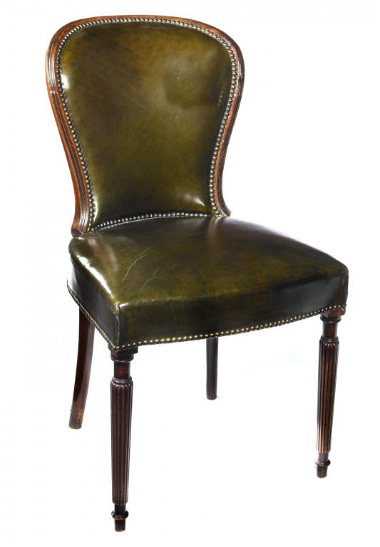 Appraisal: A GEORGE III MAHOGANY CHAIR the padded cartouche back and