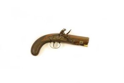 Appraisal: A th century flintlock overcoat pistol with an octagonal damascene