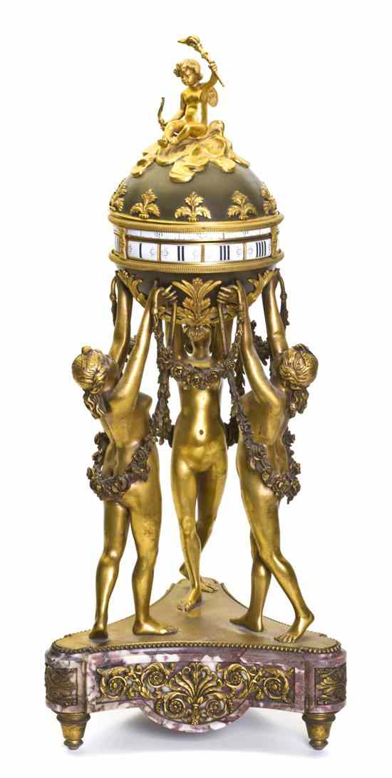 Appraisal: A French Gilt and Patinated Bronze Figural Annular Clock th