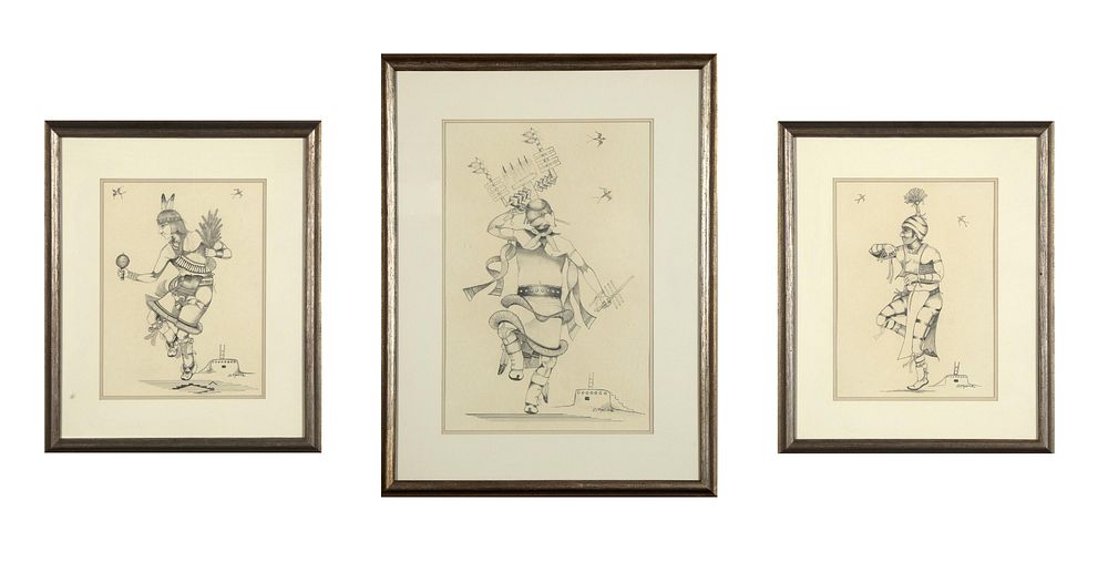 Appraisal: J D Medina Three Drawings Jos de la Cruz Medina