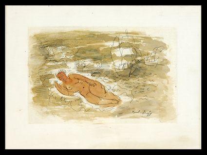 Appraisal: RAOUL DUFY - SLEEPING FIGURE BY THE SEASIDE Hand-colored etching