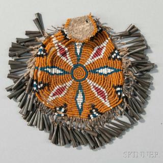 Appraisal: Apache Beaded Hide Pouch c last quarter th century beaded