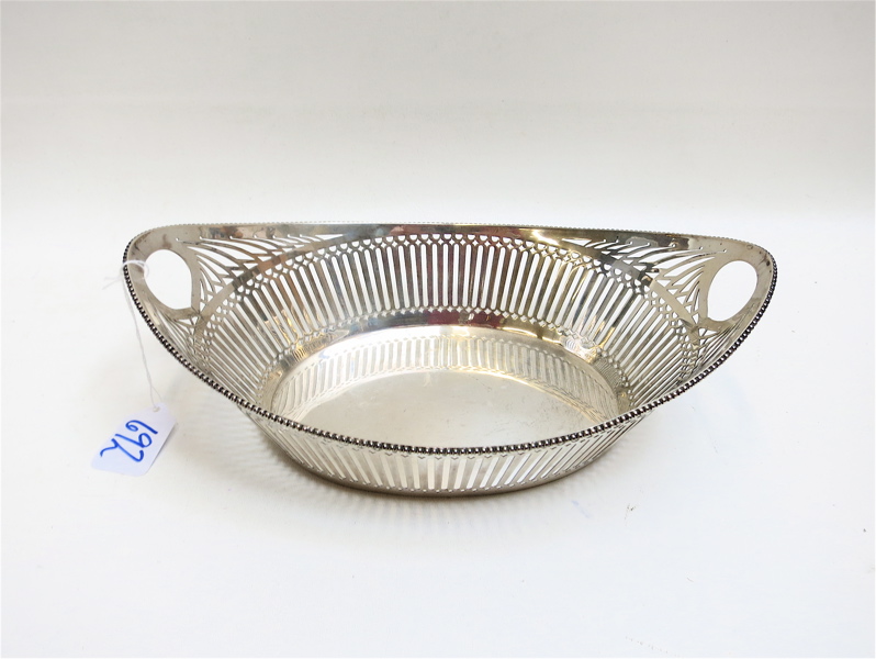 Appraisal: NETHERLANDS FINE SILVER BREAD BASKET oval having pierced sides with