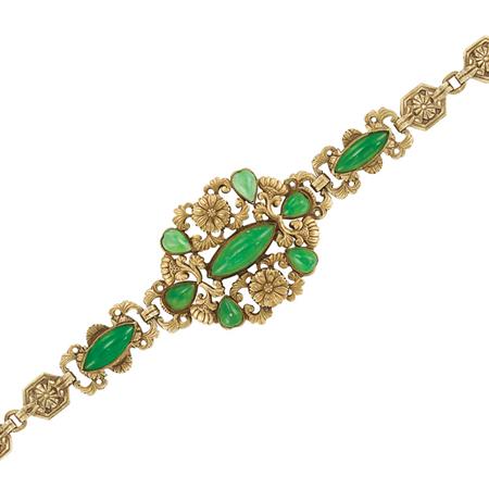 Appraisal: Antique Gold and Jade Bracelet Estimate -