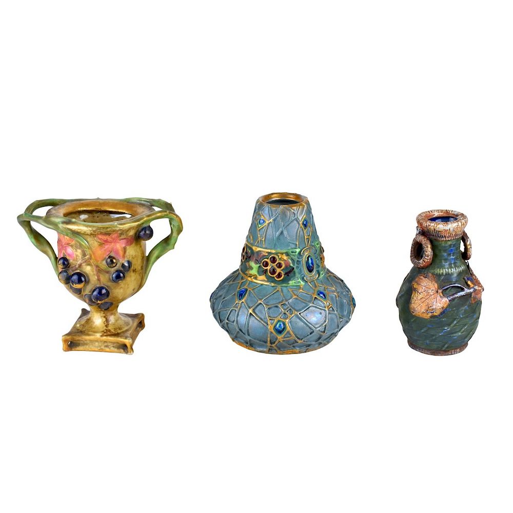 Appraisal: Three Piece Amphora Lot Three Piece Amphora Lot Spider Web