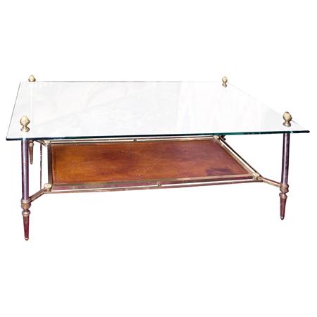 Appraisal: Louis XVI Style Glass Top Brass Low Table Estimate -