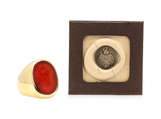 Appraisal: Sale Lot An Karat Yellow Gold and Carnelian Intaglio Seal