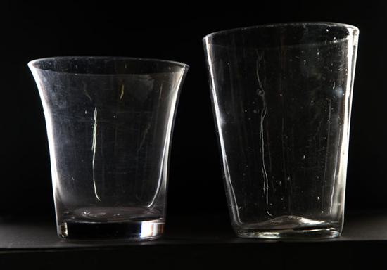 Appraisal: BLOWN GLASS FLIP AND VASE American th century Clear glass