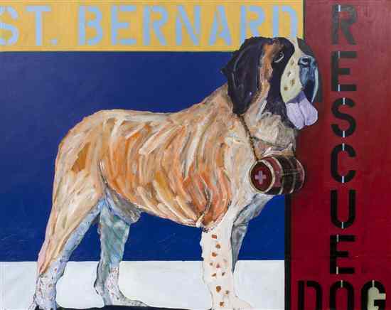 Appraisal: D Virgil American th century St Bernard Rescue Dog acrylic