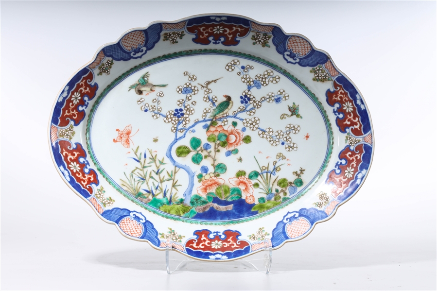 Appraisal: Chinese enameled porcelain platter with a blossoming tree birds and