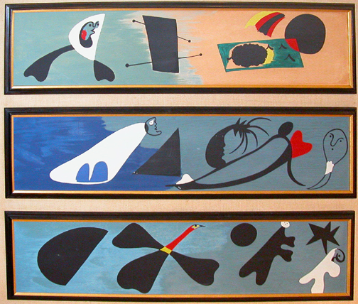 Appraisal: A Set of Three Paintings Entitled Mural No after Miro