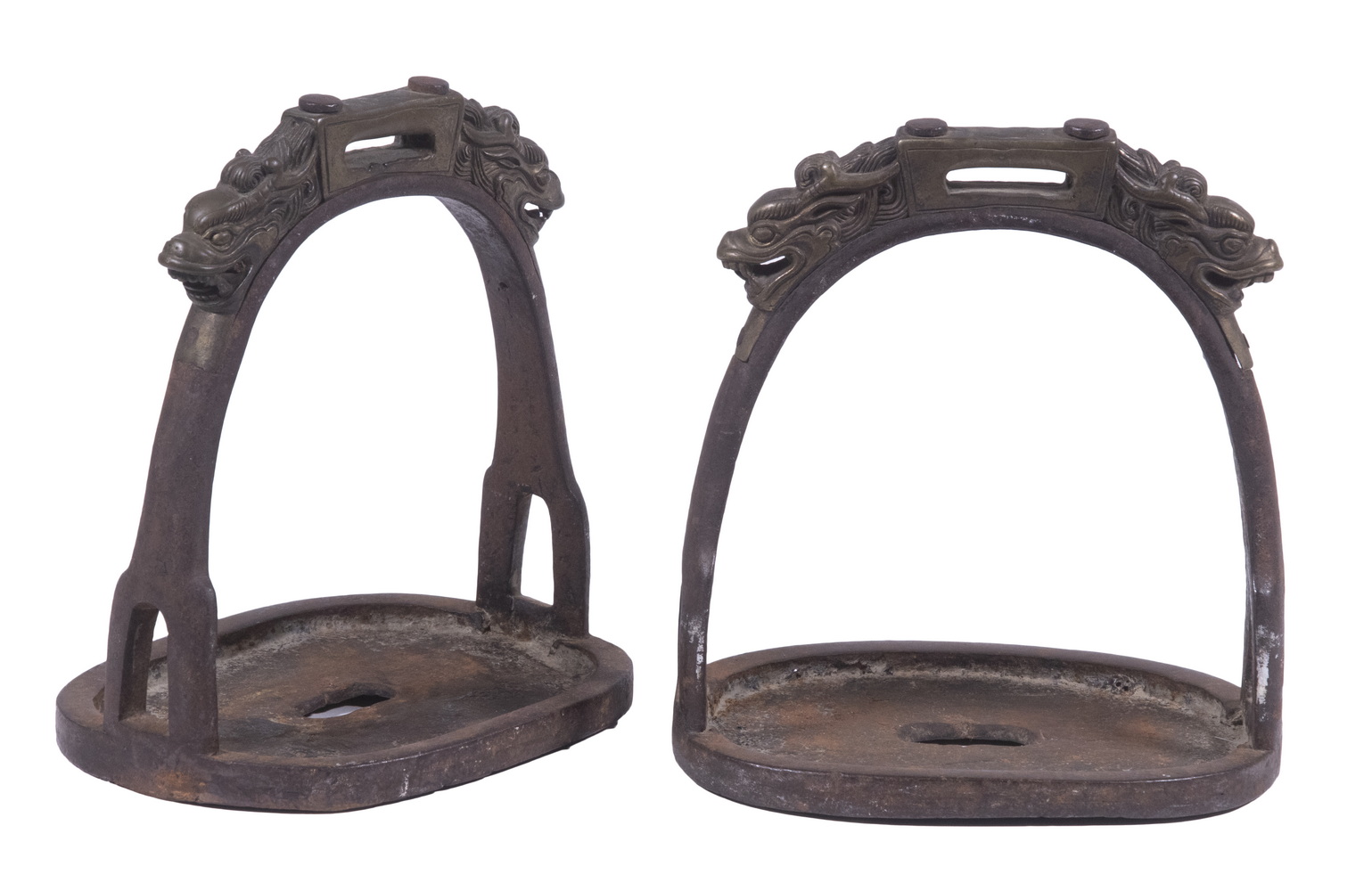 Appraisal: PR CHINESE STIRRUPS Pair of Late Ming Style Bronze Mounted