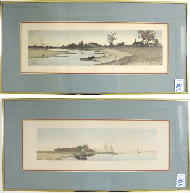 Appraisal: TWO COLORED ETCHINGS by New York artists Henry M Rosenberg