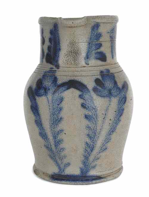 Appraisal: Pennsylvania stoneware pitcher th c attributed to Remmey with a