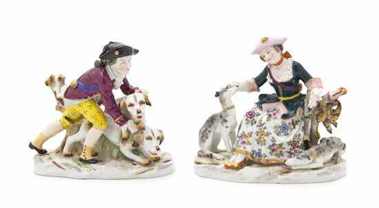 Appraisal: A Pair of Dresden Porcelain Figural Groups depicting a boy