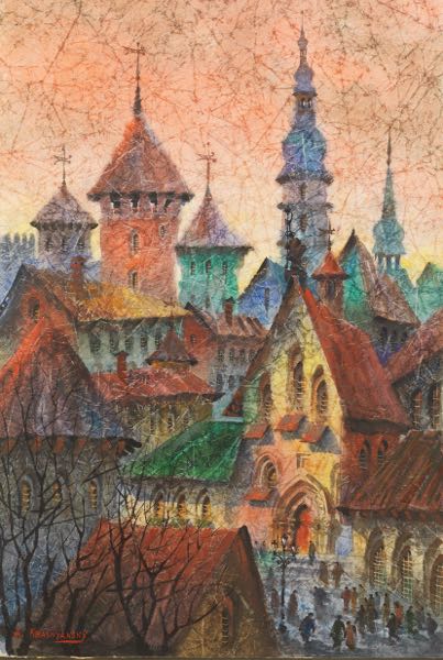 Appraisal: ANATOLE KRASNYANSKY AMERICAN UKRAINIAN B x City at Twilight Watercolor