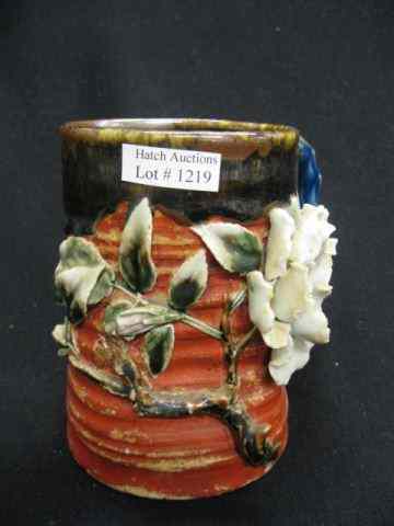 Appraisal: Sumida Oriental Pottery Mug applied floral '' signed