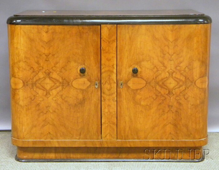 Appraisal: Art Deco Part-ebonized Walnut Veneer Two-door Sideboard ht wd dp