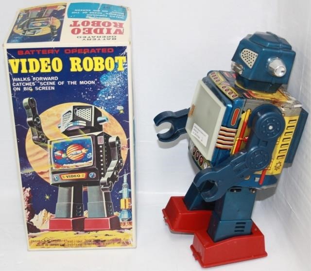 Appraisal: VIDEO ROBOT BATTERY OPERATED TRADEMARKED S H JAPAN WITH ORIGINAL