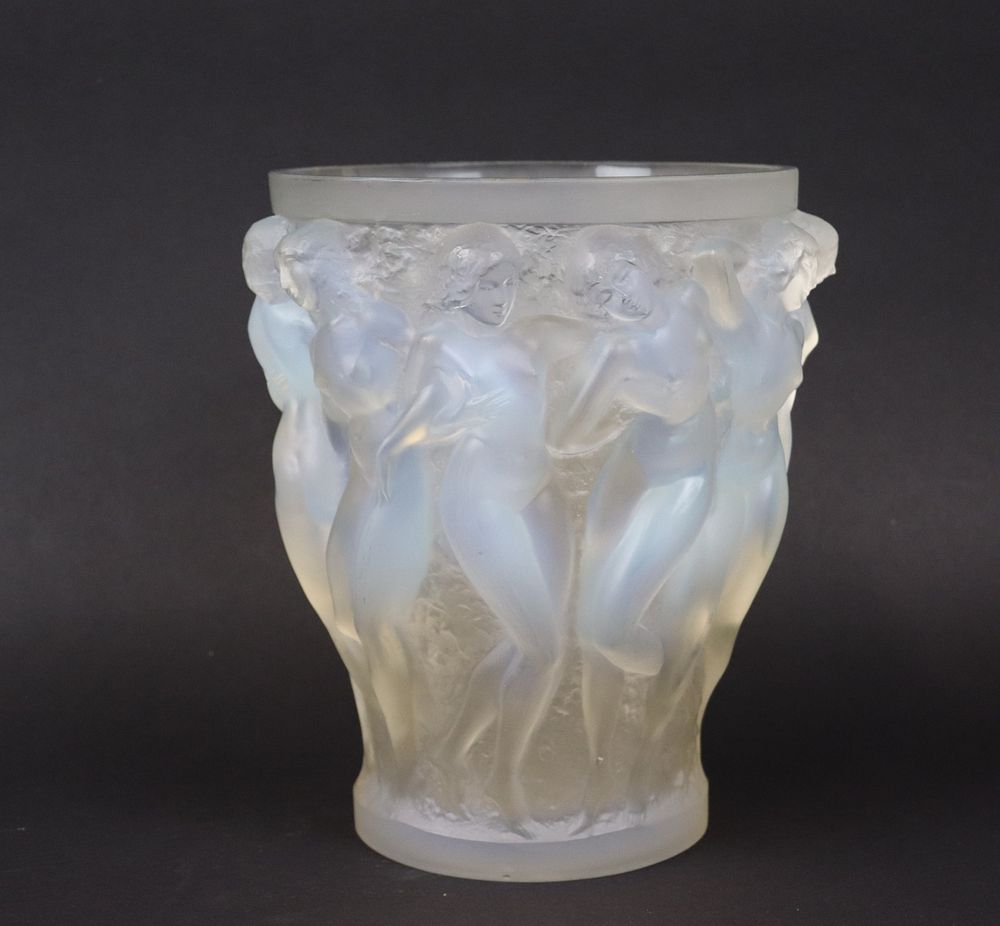 Appraisal: Ren Lalique Signed Opalescent Bacchantes Vase Signed R Lalique France