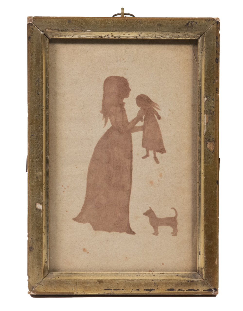 Appraisal: RARE SILHOUETTE OF GIRL WITH DOLL AND DOG CIRCA New