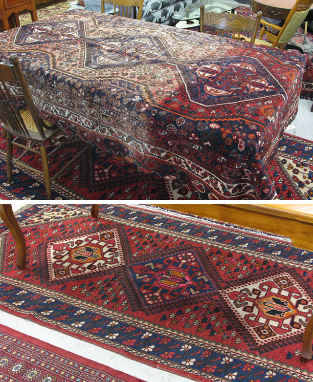 Appraisal: TWO HAND KNOTTED PERSIAN AREA RUGS ' X ' Shiraz