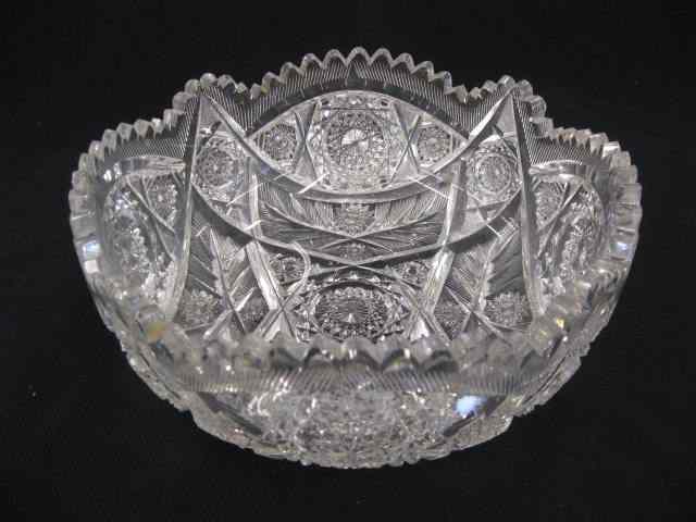 Appraisal: Cut Glass Bowl starbursts hobstars feathers more outstanding cutwork throughout