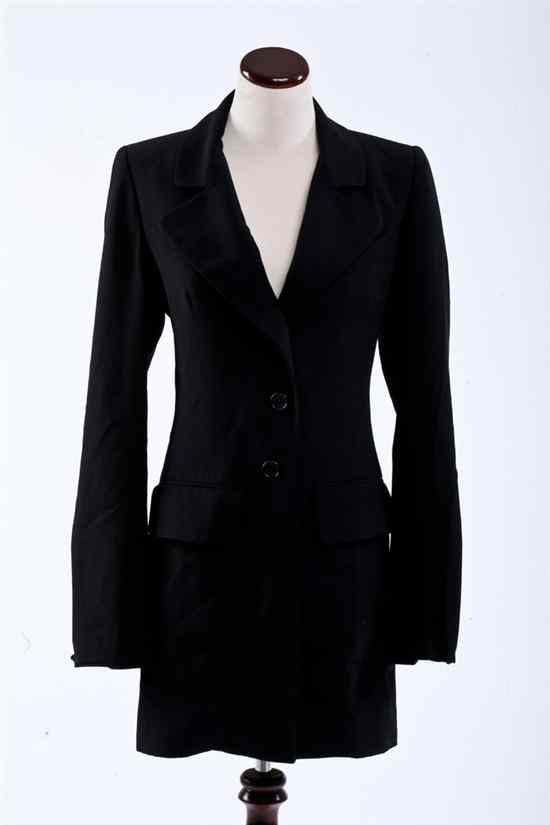 Appraisal: HERM S NAVY WOOL LONG JACKET size s Waist high