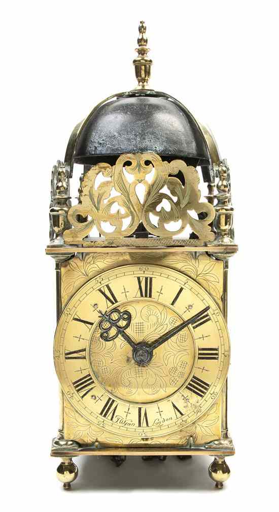 Appraisal: An English Brass Lantern Clock G Wynn London of typical