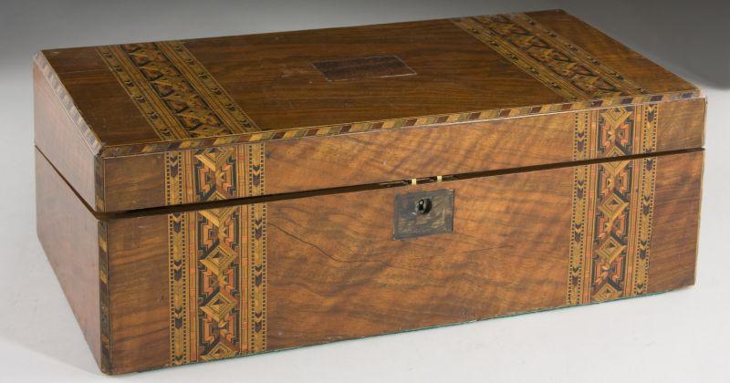 Appraisal: Victorian Rosewood Lap Desk ca the case inlaid with tinted