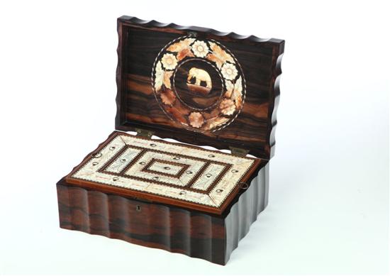 Appraisal: INLAID WORK BOX Anglo-Indian probably Ceylon th century rosewood and