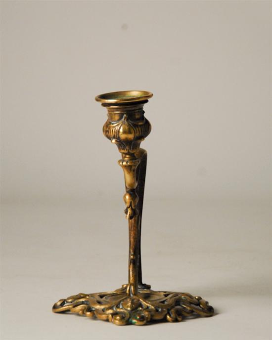 Appraisal: An Art Nouveau Cast Brass Candlestick organic form H